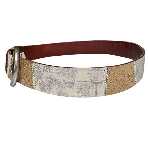 Fossil Embossed Patchwork Leather Belt , Boho Western Style, Size S - Picture 3 of 7
